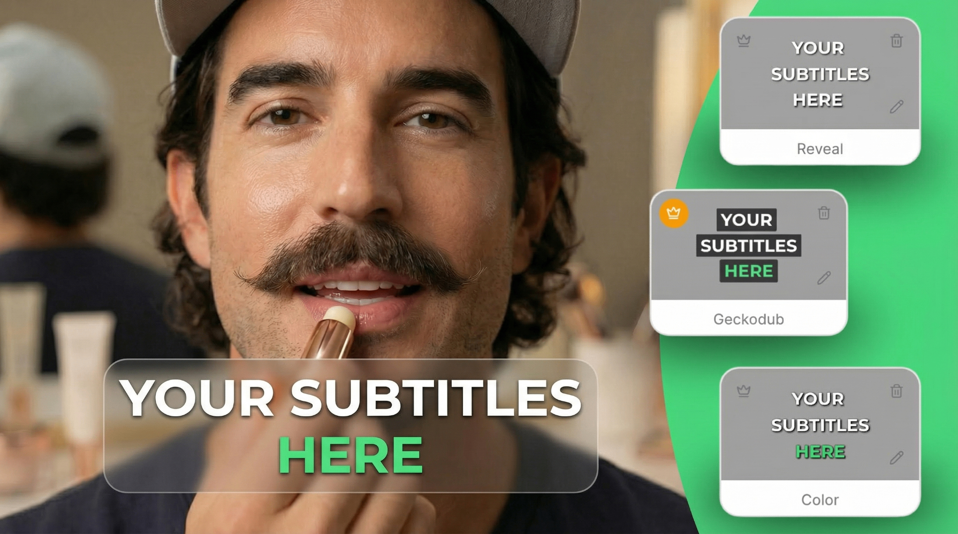 Animated subtitles preview showing customizable subtitle styles