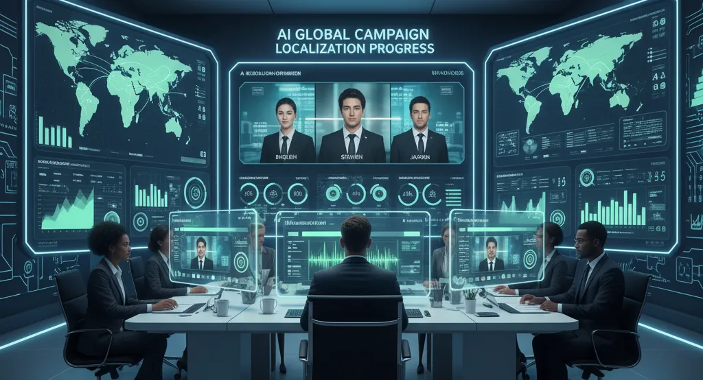 Global marketing team using AI lip sync technology for international campaigns